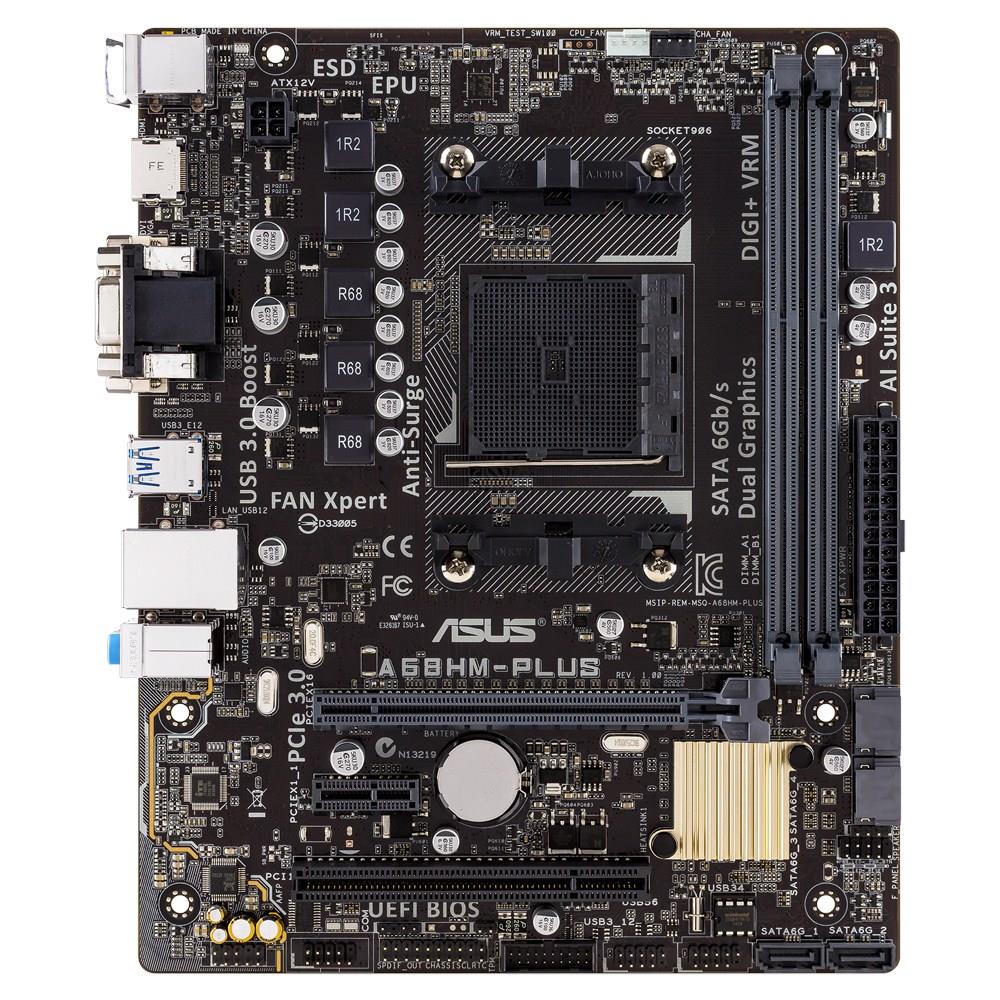 ASUS A68HM-PLUS, AMD A68H, DualDDR3-2133, SATA3, RAID, HDMI, DVI, D-Sub, mATX