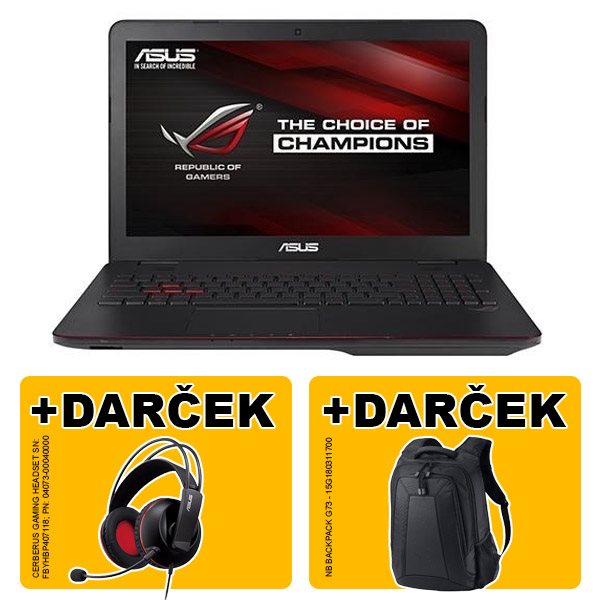 ASUS G551VW-FW074T i5-6300HQ(3.20GHz) 8GB 256GB SSD 15.6" FHD matný GTX960 2GB BluRay Win10 čierna 2r