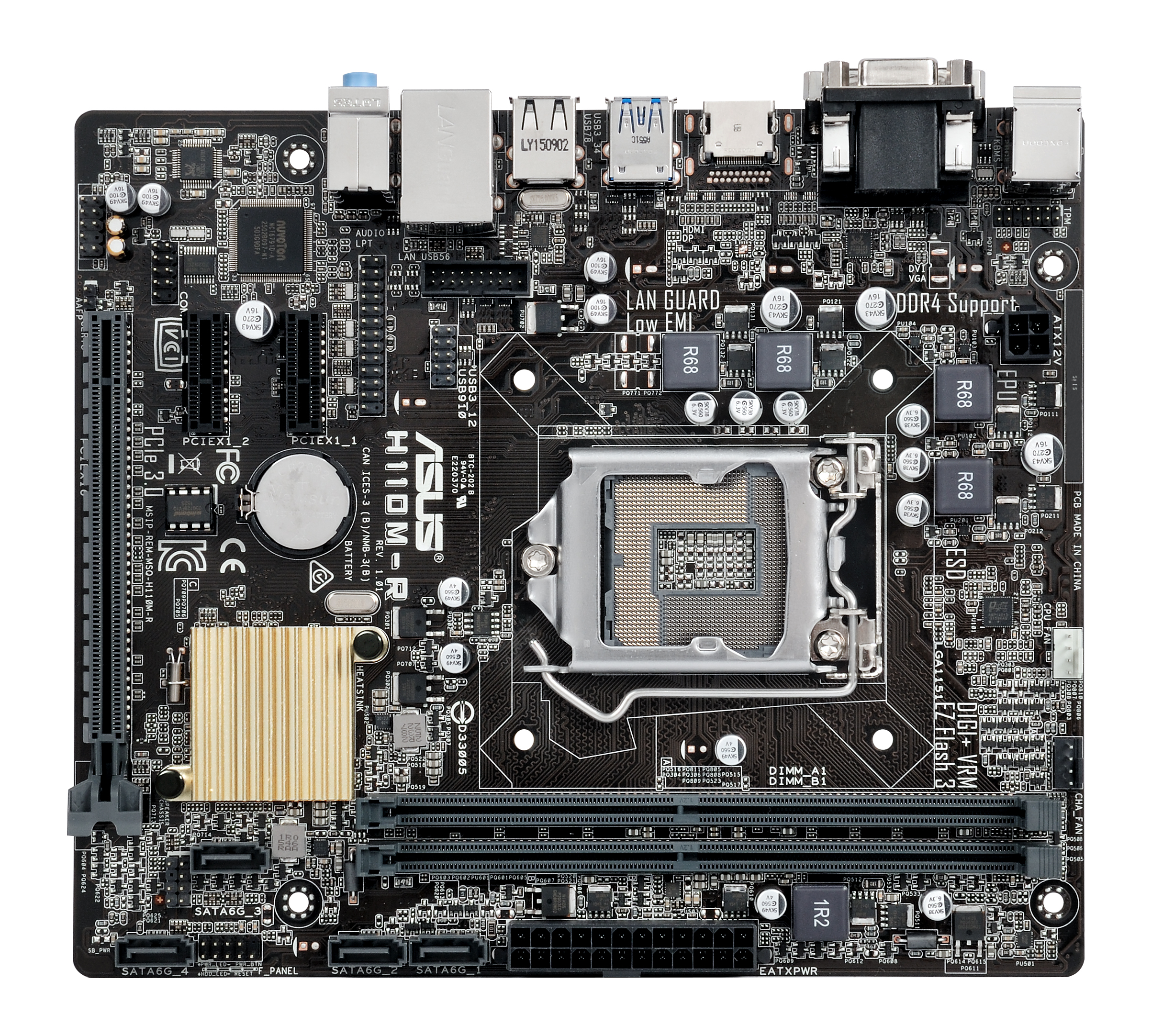 ASUS MB H110M-R/C/SI, Intel H110, 2xDDR4, D-sub, DVI, LGA1151, White BOX, mATX 90MB0QN0-M0ECY0