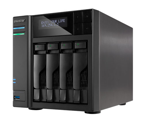 Asustor AS-604T NAS server/2,13GHz DC Atom/1GB DDR3 RAM/4x HDD/HDMI/USB 3.0/R0,1,5,6/iSCSI UAS604T