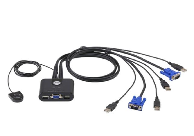 ATEN 2-Port USB VGA Cable KVM Switch with Remote Port Selector CS22U-AT