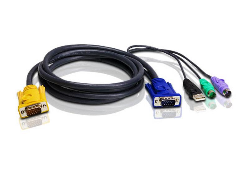 ATEN KVM Kábel 3in1 SPHD (HDB15-SVGA, USB, PS/2, PS/2) - 1.2m 2L-5301UP
