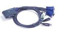 ATEN přepínač KVM 2-port VGA KVMP USB2.0, mini, audio, 0,9m kabely POŠKOZEN OBAL CS-62US#obal