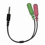 Audio rozdvojka, ACC-100, Jack (3.5mm) samec - 2x Jack (3.5mm) samica, 0.2 m, stereo, čierna, Geniu