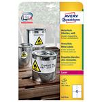 Avery Zweckform etikety 105mm x 148mm, A4, matné, biele, 4 etikety, veľmi odolné, balené po 20 ks, L4719-20