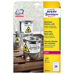 Avery Zweckform etikety 70mm x 37mm, A4, matné, biele, 24 etikiet, veľmi odolné, balené po 20 ks, L L4718-20