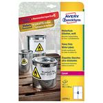 Avery Zweckform etikety 99.1mm x 139mm, A4, matné, biele, 4 etikety, veľmi odolné, balené po 8 ks, L4774-8