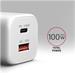 AXAGON ACU-PQ100W GaN nabíječka do sítě 100W, USB-C + USB-A, pro notebooky a telefony