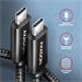 AXAGON BUCM2-CM15AB, CHARGE kabel USB-C <-> USB-C, 1.5m, Hi-Speed USB, PD 240W 5A, ALU, oplet, černý