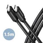 AXAGON BUCM3-CM15AB cable USB-C <-> USB-C 3.2 Gen 1, 1.5m, PD 60W, 3A, ALU, braid, Black