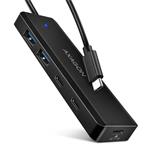 AXAGON HUE-C2C, 4× USB 5Gbps TRAVEL hub, 2× USB-A + 2× USB-C, USB-C napájanie, 19 cm USB-C kábel