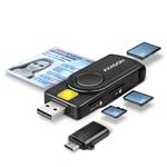 AXAGON kapesní čtečka kontaktních smart karet USB-C (eObčanka) / SD,MicroSD,SmartCard,SIM/ CRE-SMP2A / USB 2.0