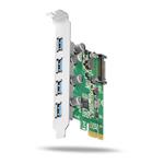 AXAGON PCEU-430V, PCIe adaptér, 4x USB3.0, UASP, nabíjení 3A