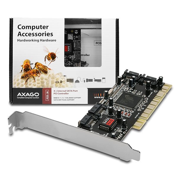 AXAGON, PCIS-50, PCI radič 4x internal SATA, RAID 0/1/5/10 SI