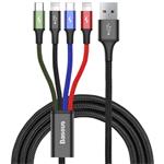 Baseus datový kabel 4v1 microUSB+USB-C+2xLightning 1,2m 3,5A černý 6953156278486