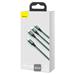 Baseus datový kabel Rapid 3v1 USB-C/microUSB, Lightning, USB-C 1,5m PD 20W zelený 6953156204300