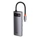 Baseus USB Hub Metal Gleam Series 5v1 (USB-C PD 100W, 3x USB 3.0, HDMI) šedý 6932172602628