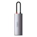 Baseus USB Hub Metal Gleam Series 5v1 (USB-C PD 100W, 3x USB 3.0, HDMI) šedý 6932172602628