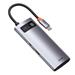 Baseus USB Hub Metal Gleam Series 5v1 (USB-C PD 100W, 3x USB 3.0, HDMI) šedý 6932172602628