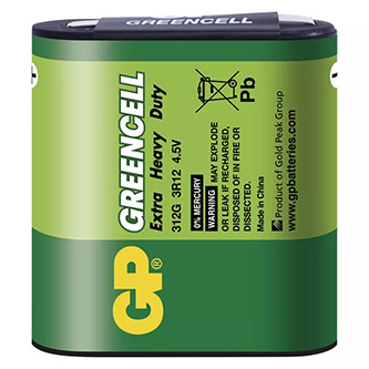 Batéria zinkochloridová, 3R12, 4.5V, GP, fólia, 1-pack, Greencell