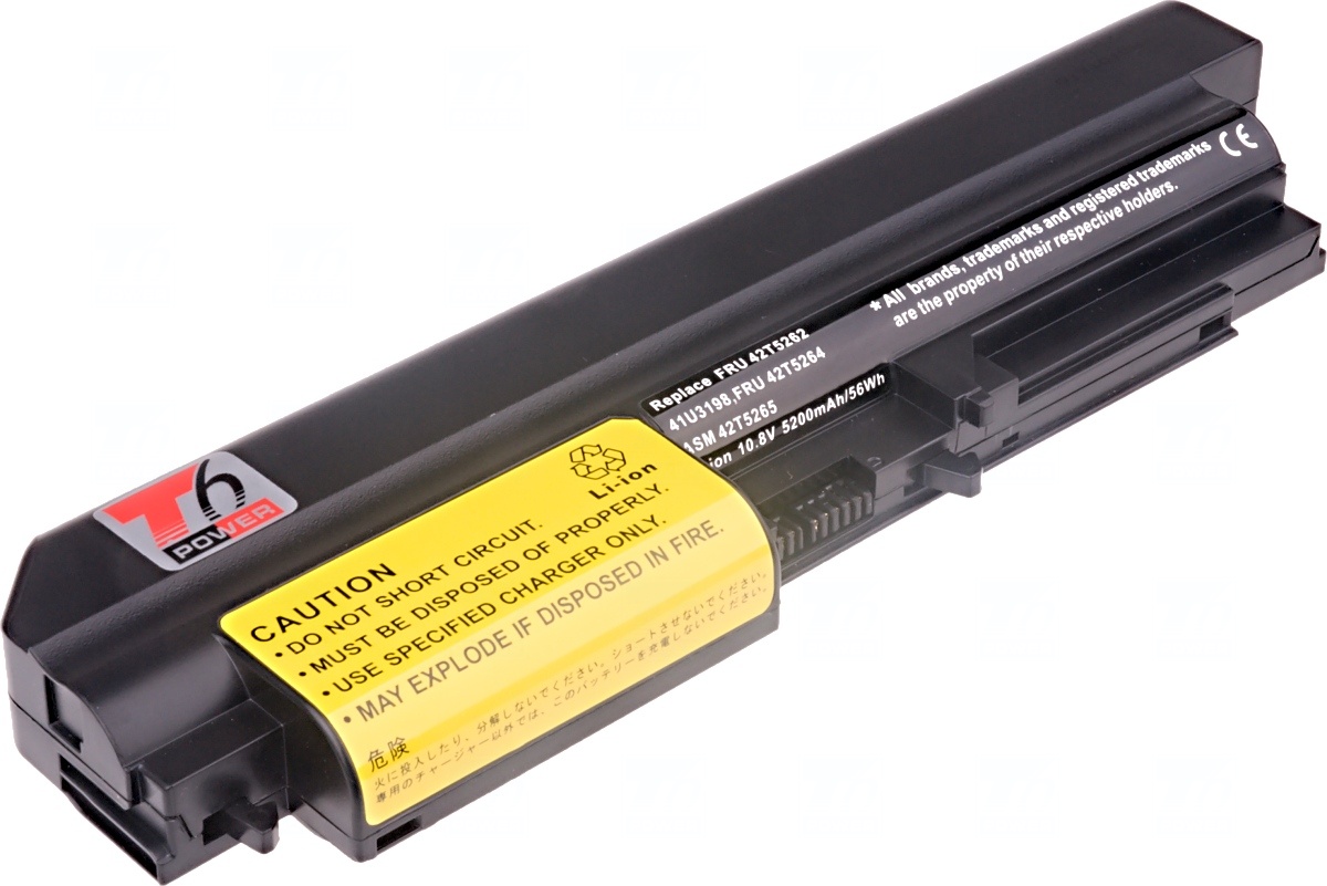 Baterie T6 power IBM ThinkPad T61 14,1 wide, R61 14,1 wide, R400, T400, 6cell, 5200mAh NBIB0059