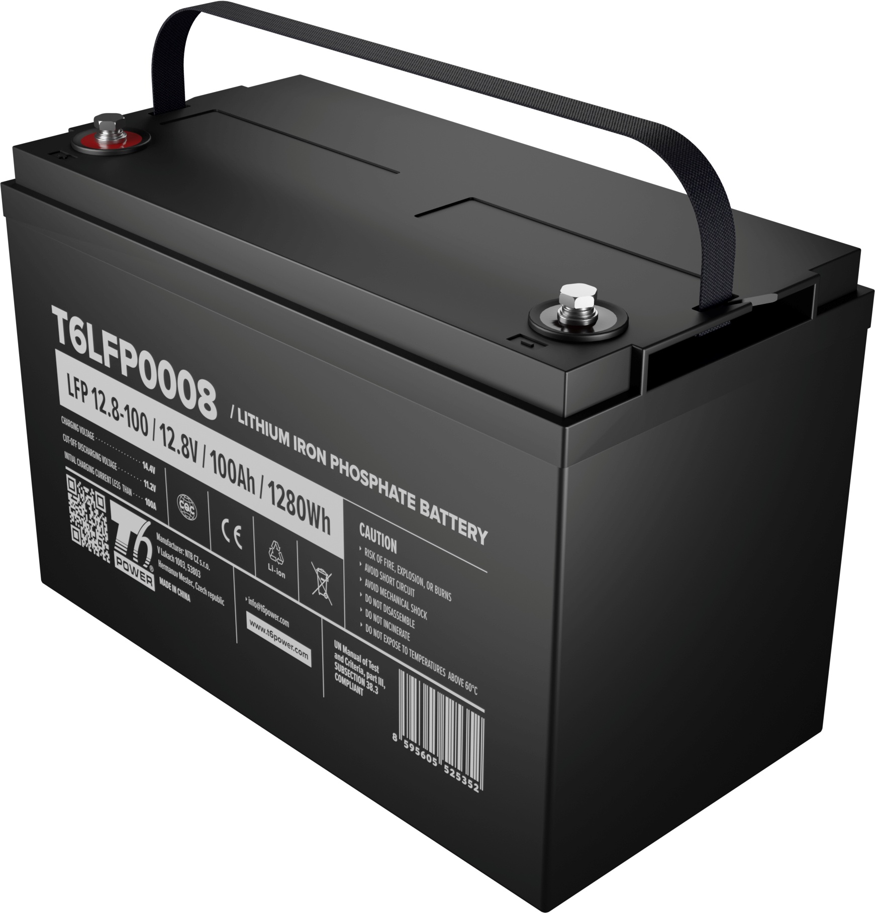 Baterie T6 Power LiFePO4, 12.8V, 100Ah, 1280Wh, Bluetooth, M16 T6LFP0008