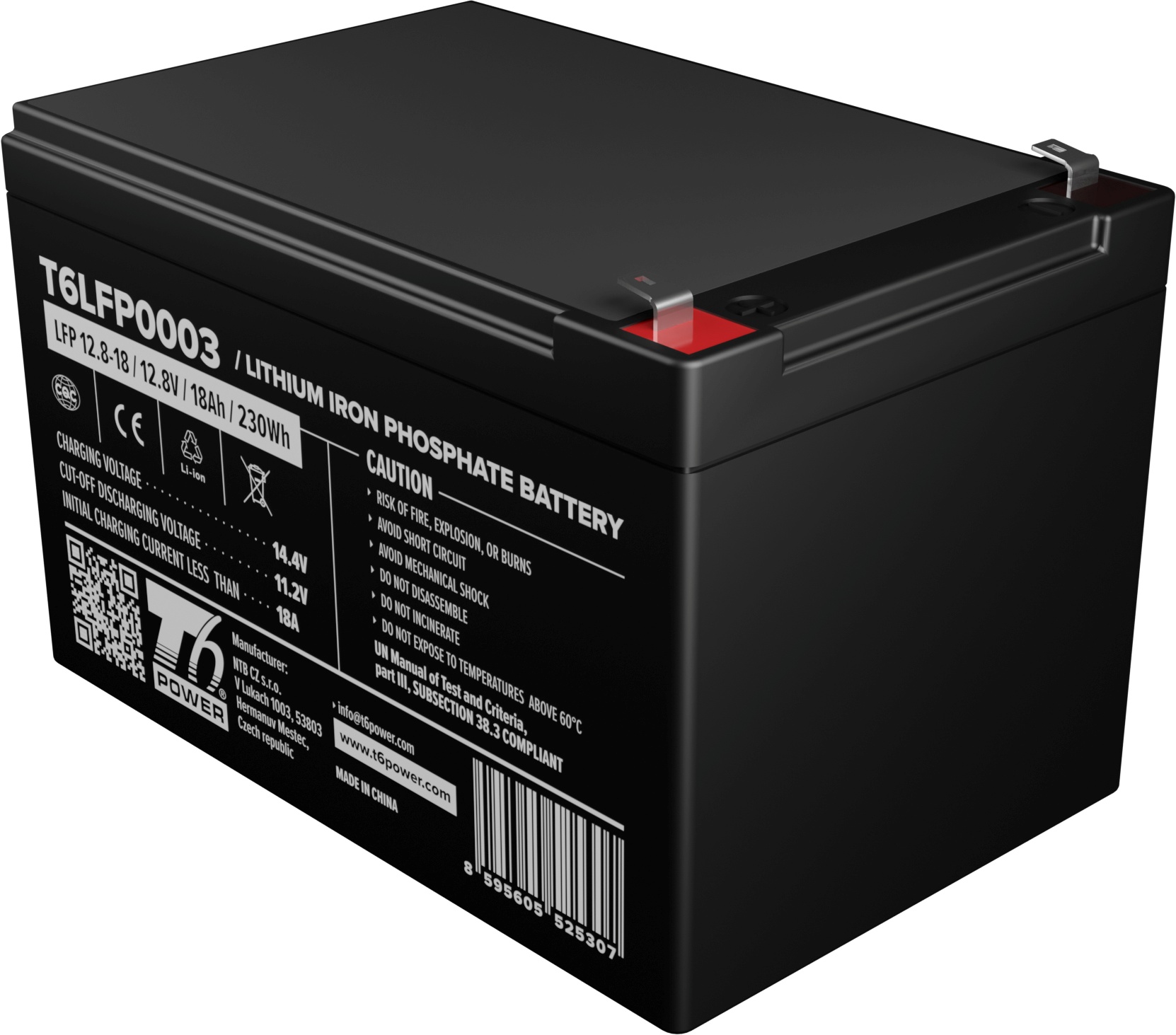 Baterie T6 Power LiFePO4, 12.8V, 18Ah, 230Wh, Bluetooth, F2 T6LFP0003