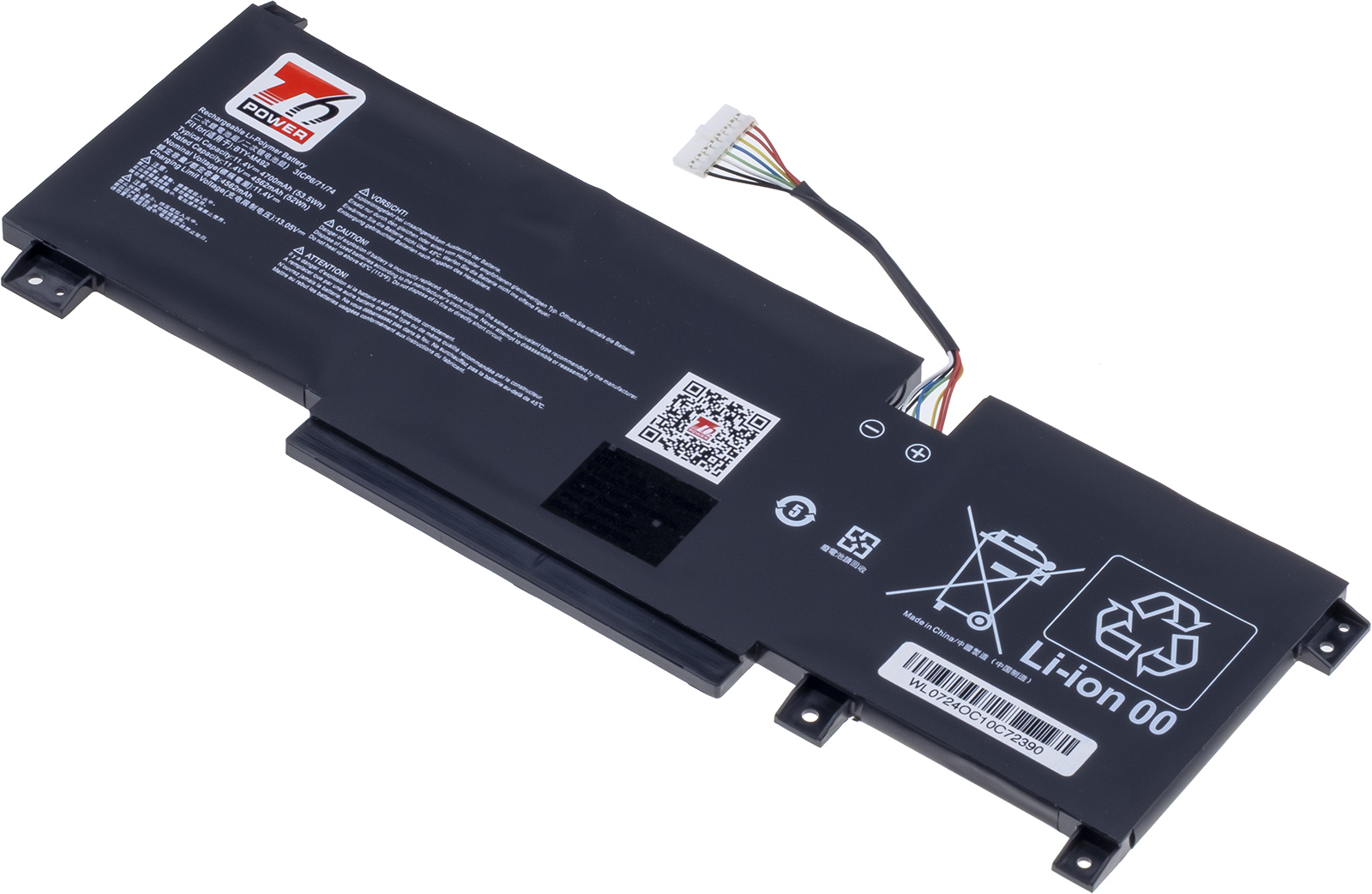 Baterie T6 Power pro MSI BTY-M492, 4700mAh, 53,5Wh, 3cell, Li-pol, white connector NBPR0049