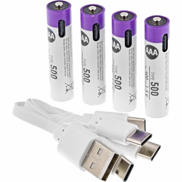 Baterka ANSMANN nabíjacia AAA (4ks) 500mAh Li-Ion (HR03), nabíjanie cez USB C In01052A