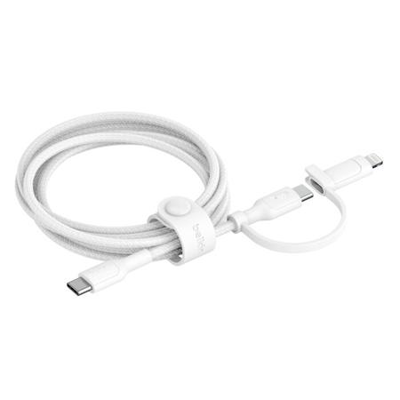Belkin BOOST CHARGE PRO™ 2v1 USB-C a Lightning kabel, 1,5m, bílý - odolný CAC003hq1.5MWH