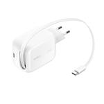 Belkin BOOST CHARGE™ PRO Duální 45W USB-C Power Delivery GaN PPS nástěnná nabíječka + 1m zatahovací USB-C kabel, bílá