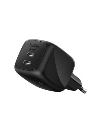 Belkin BOOST CHARGE™ PRO Duální 50W USB-C Power Delivery GaN PPS nástěnná nabíječka, černá WCH019kqBK