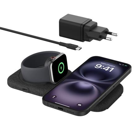 Belkin BOOST CHARGE™ PRO Qi2 2v1 Bezdrátová skládací cestovní podložka pro iPhone/Apple Watch/AirPods, černá WIZ026vfBK