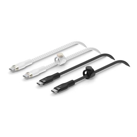 Belkin BOOST CHARGE™ USB-C/USB-C kabel, 1m, bílý/černý - odolný PRO Flex - 2pack CAB011bt1MBW2PK