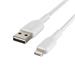 BELKIN kabel oplétaný USB-A - Lightning, 1m, bílý CAA002bt1MWH
