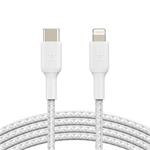 BELKIN kabel oplétaný USB-C - Lightning, 2m, bílý CAA004bt2MWH