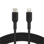 BELKIN kabel oplétaný USB-C - Lightning, 2m, černý CAA004bt2MBK