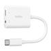Belkin USB-C adaptér/rozdvojka 1x USB-C M/ 1x USB-C F napájení 60W + 1x 3,5mm jack, bílá NPA004btWH