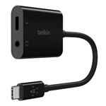 Belkin USB-C adaptér/rozdvojka 1x USB-C M/ 1x USB-C F napájení 60W + 1x 3,5mm jack NPA004btBK