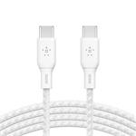 Belkin USB-C na USB-C kabel 100W, 2m, bílý - odolný CAB014bt2MWH