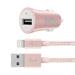 Belkin USB nabíječka do auta 2,4A/5V MIXIT Metallic + Lightning kabel - růžově zlatá F8J186bt04-C00