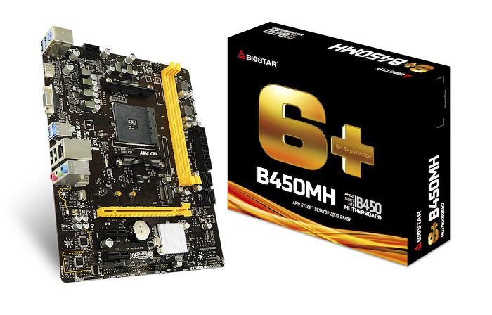Biostar B450MH, AM4, AMD B450, DDR4-3200, 4 x SATA3, 2 x USB 3.1, HDMI
