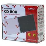 Box na 1 ks CD, priehľadný, čierny tray, Logo, 10,4 mm, 5-pack 42250