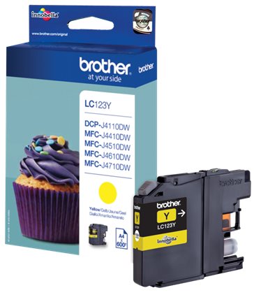 Brother originál ink LC-123Y, yellow, 600str., Brother MFC-J4510 DW LC123Y