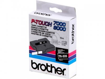 Brother originál páska do tlačiarne štítkov, Brother, TX-335, biely tlač/čierny podklad, laminovaná TX335