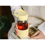 BUYDEEM Prenosná sklenená čajová fľaša 350 ml, model CD1008, farba jemná žltá CD1008-MY