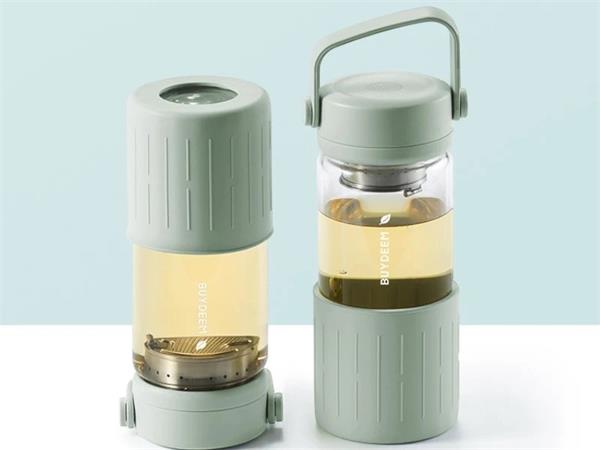 BUYDEEM Prenosná sklenená čajová fľaša 350 ml, model CD1008, farba útulná zelená CD1008-CG