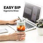 BUYDEEM Prenosná sklenená fľaša so slamkou 500 ml, model CD1017, farba útulná zelená CD1017-CG