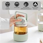 BUYDEEM Sklenená fľaša so slamkou 800 ml, model DG78, farba útulná zelená DG78-CG