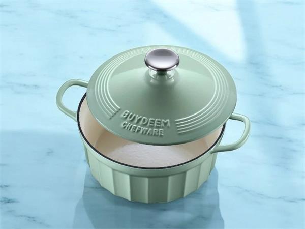 BUYDEEM Smaltovaný liatinový hrniec 2,9L, 22cm, model CP521, farba zelená CP521-CG